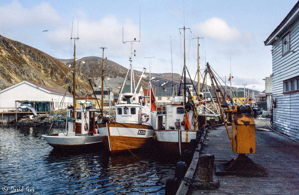 Sørvær factory’s dock on Sørøya Island in 1982