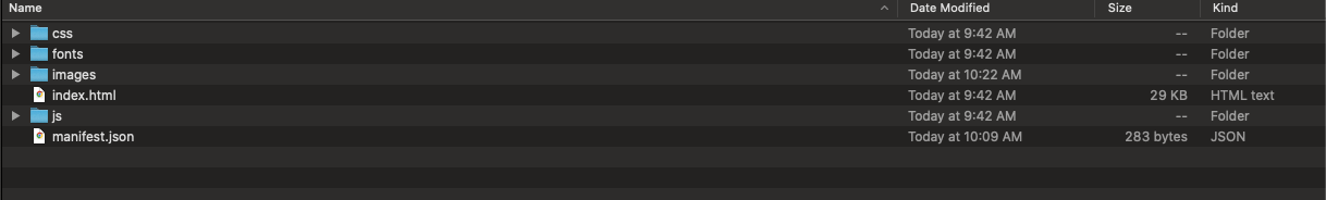 Stracture of your website folder after making it installable
