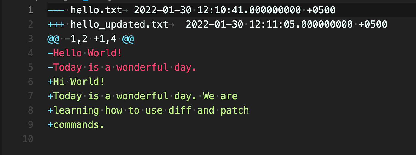 Beginner’s guide to using diff and patch by Shehroz Irfan Medium