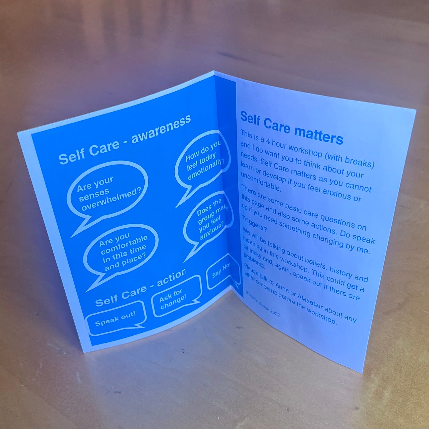 Self care questions and actions with text about who to contact too