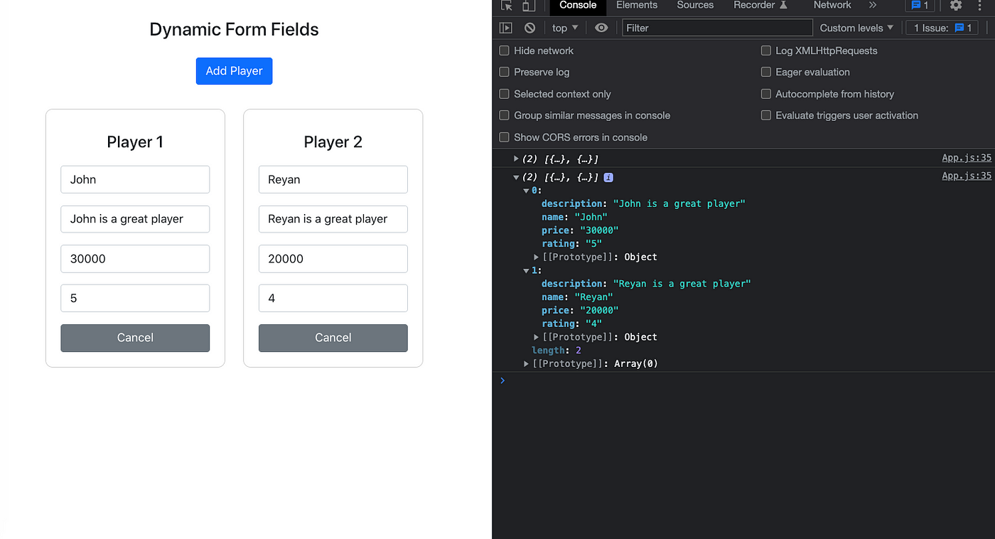 Create Dynamic Form Fields in React | by Noor Ul Usba | Bits and Pieces