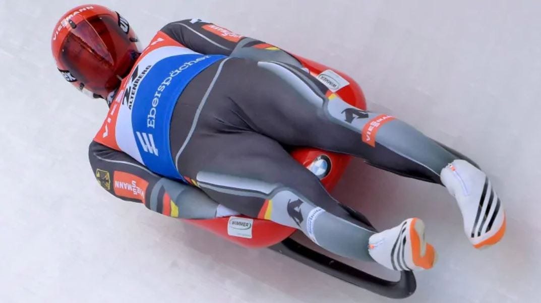 Luge is a winter sport where competitors ride a flat sled while lying face ...