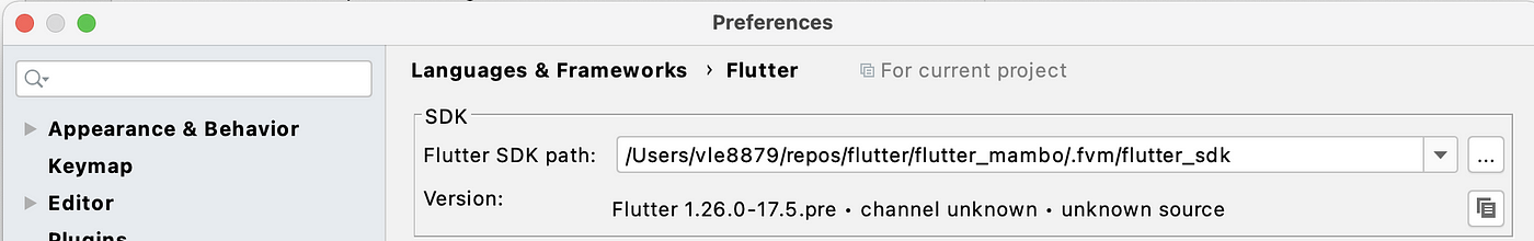 Ejemplo del selector de ruta para Flutter en Android Studio