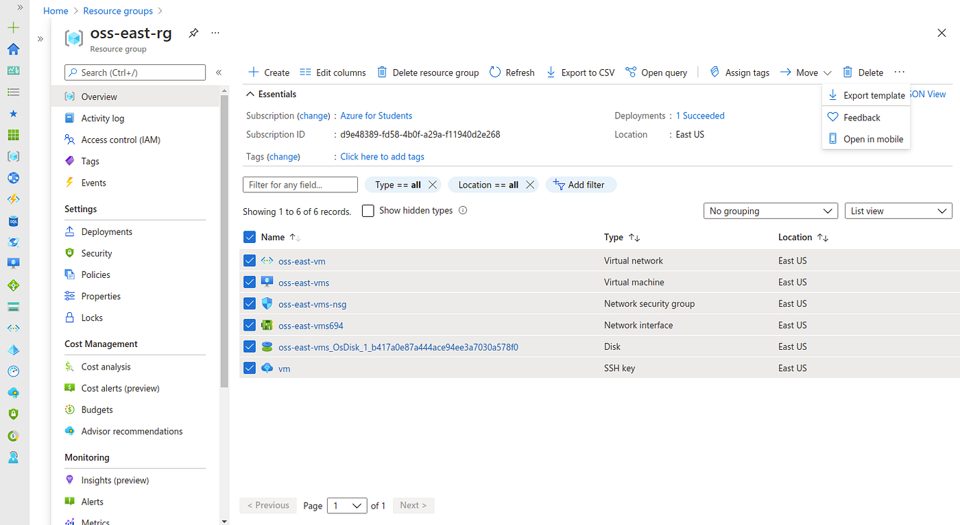 Connecting two discrete using peering and ARM Templates by