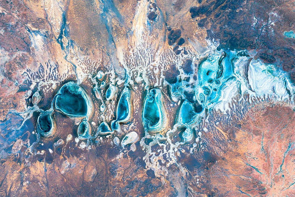 Google Earth image of the lakes in the Great Sandy Desert, Australia.