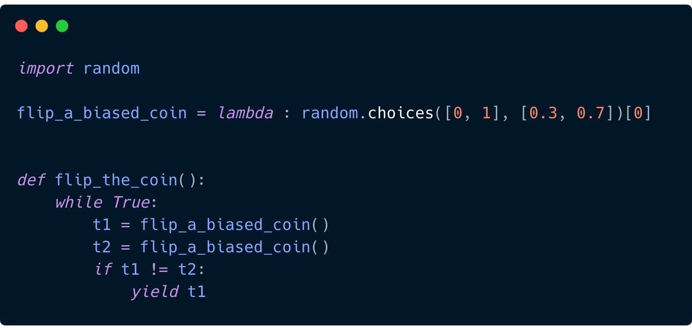 How to get an unbiased RNG from an unbalanced one | by David Bertoldi ...