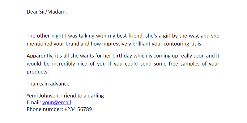 free 'samples email