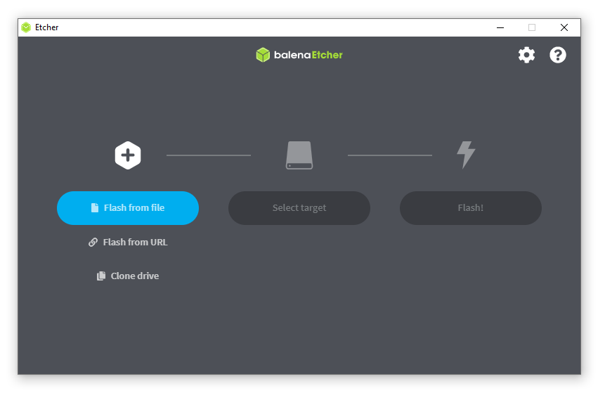 screenshot of first screen of Etcher