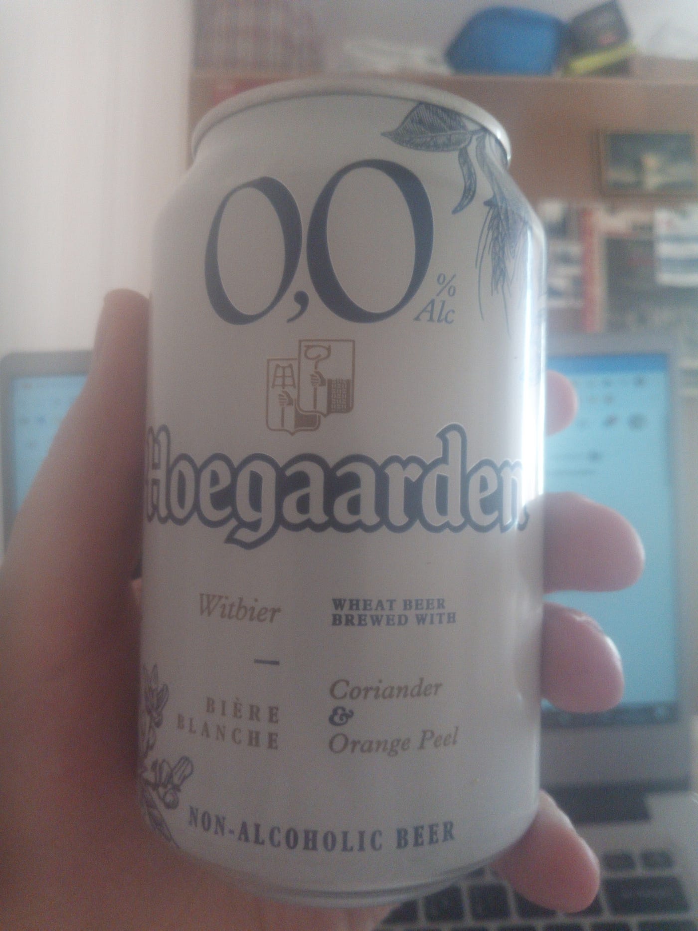 Hoegaarden wheat beer brewed with coriander and orange peel by Non