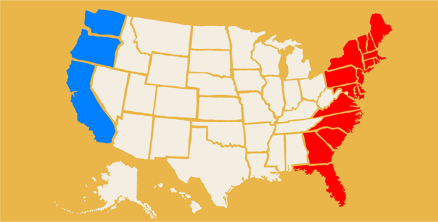 East Coast And West Coast Map Which Vc Returns Were Higher Over The Last Decade? East Coast Or West Coast?  | By Trevor Kienzle | Vc By The Numbers | Medium