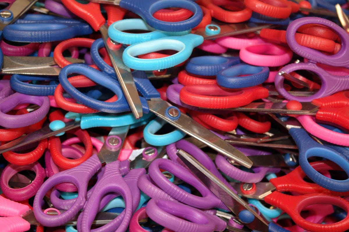 Just a lot of scissors in a pile