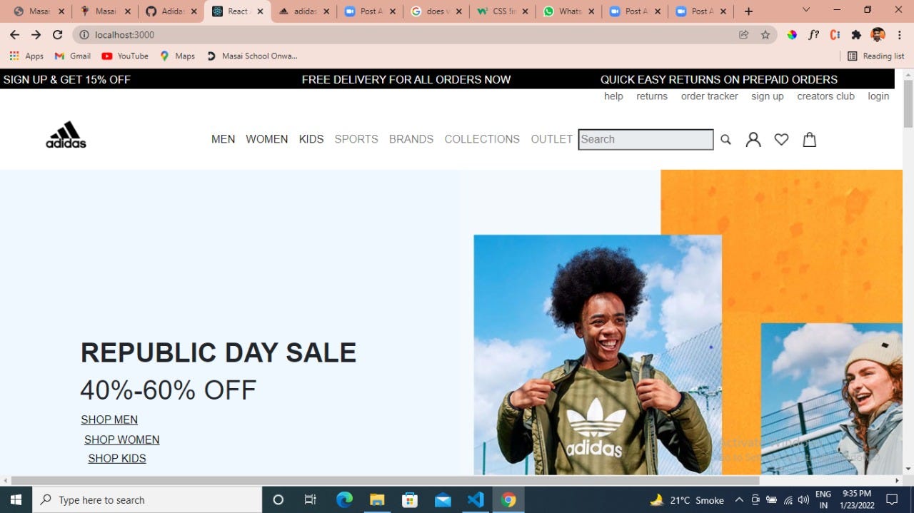 Screenshot of web app