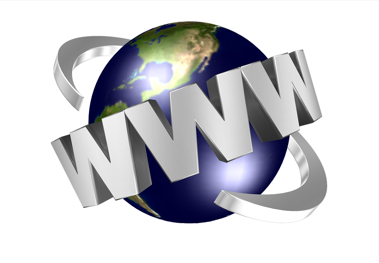 IMAGE: A world globe surrounded by the WWW and two curved lines indicating an orbit
