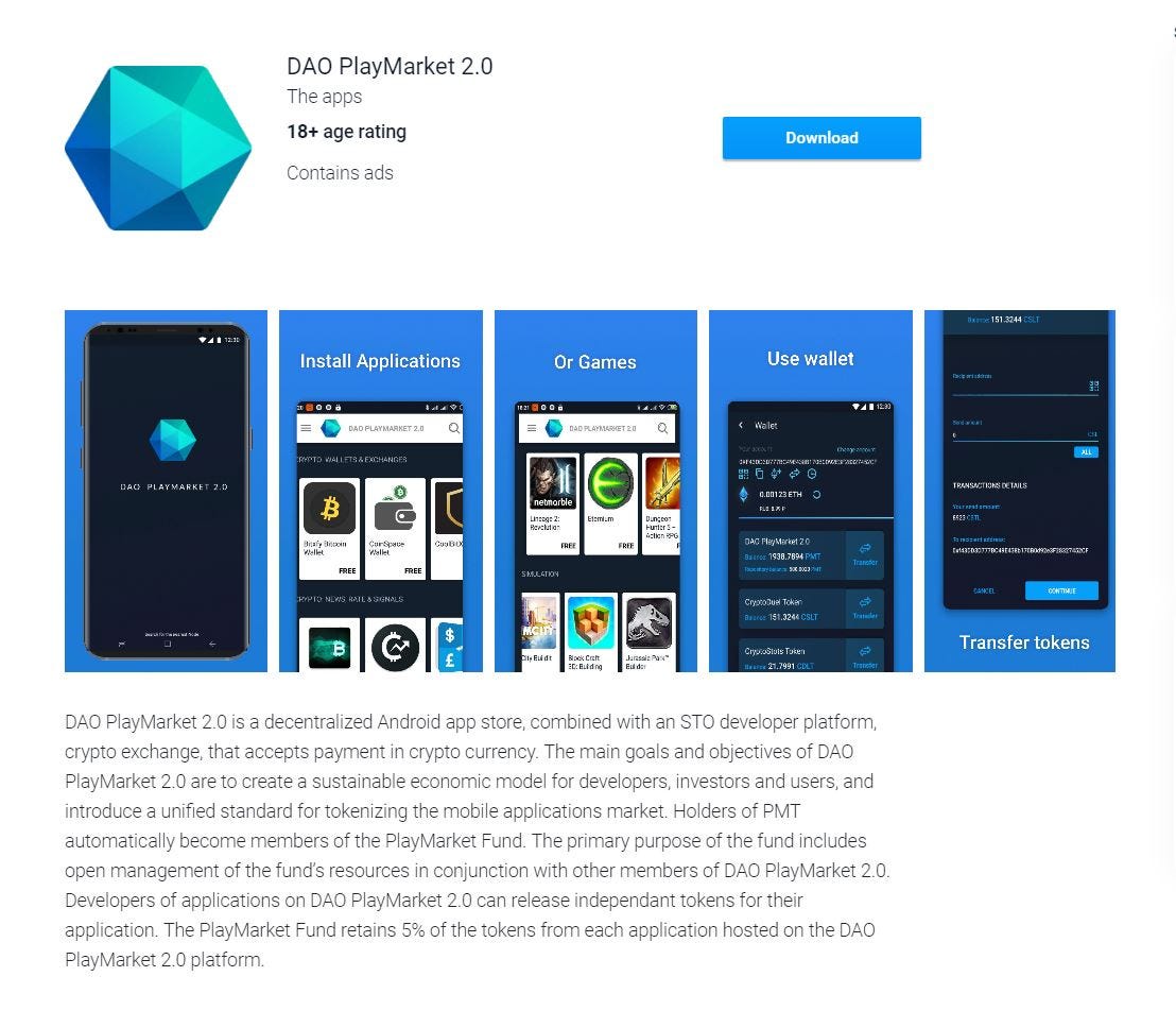 dao playmarket 2.0 crypto