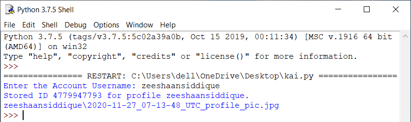 Insta Profile Image Scraper in Python. | zeeshaan786