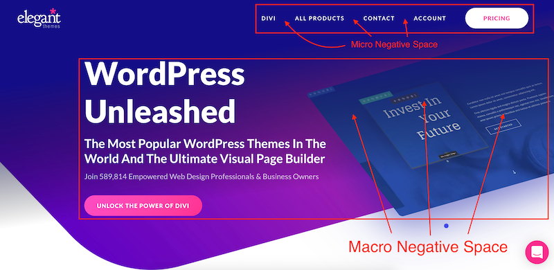 Example user interface reflecting macro and micro space