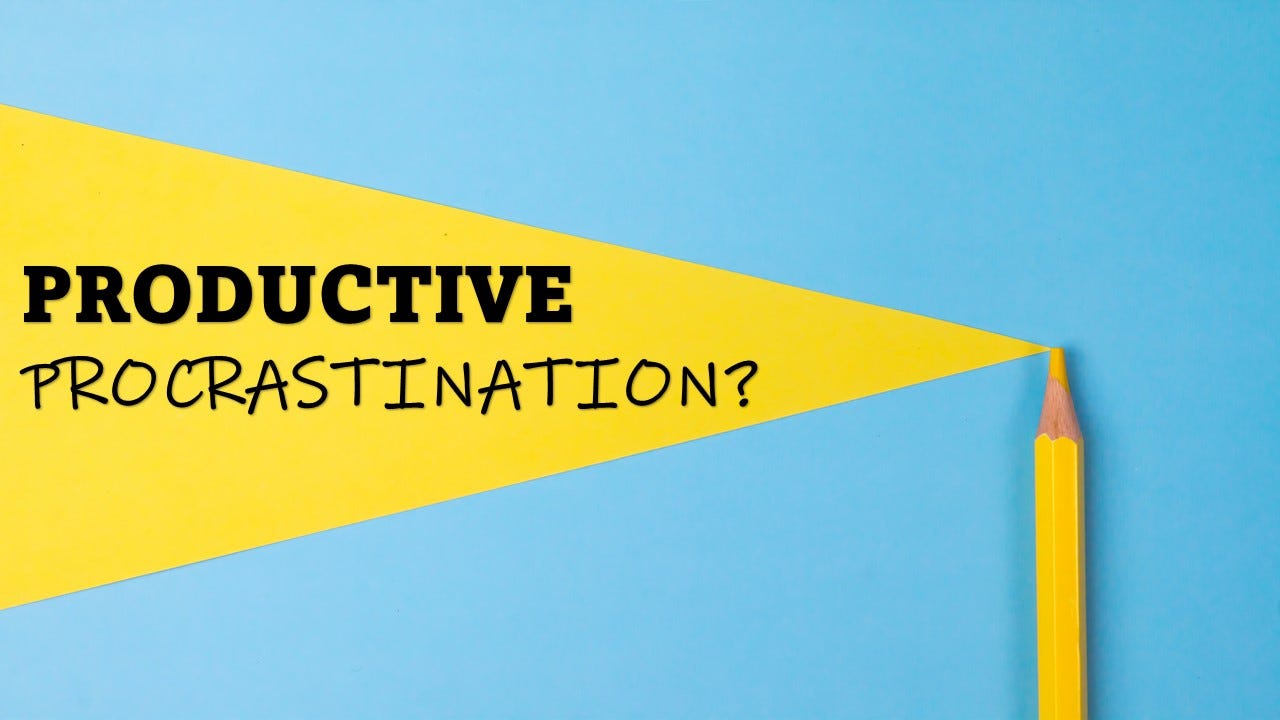 Productive Procrastination (Black text on Yellow-Blue background)