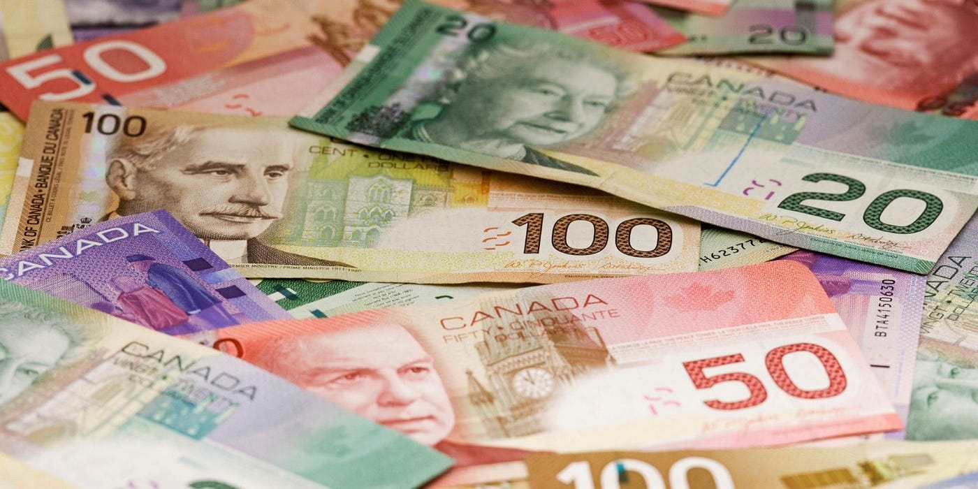 Colourful Canadian currency (Cash)