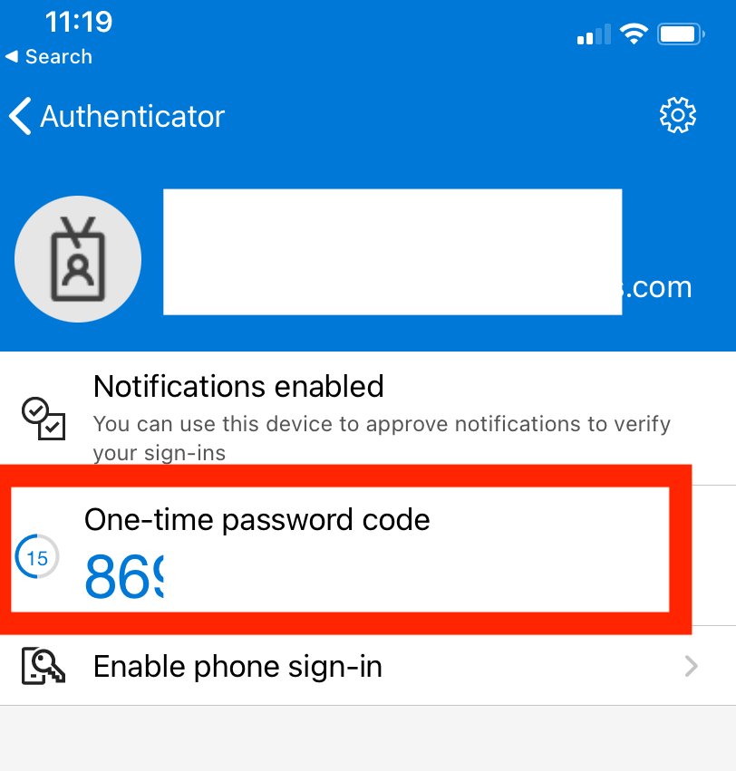 Microsoft authenticator app code not working