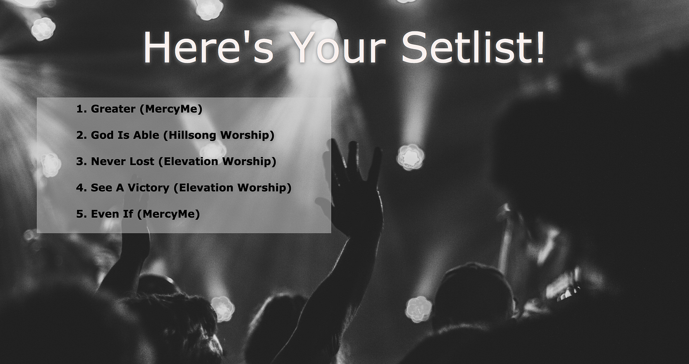 stories of worship tour setlist
