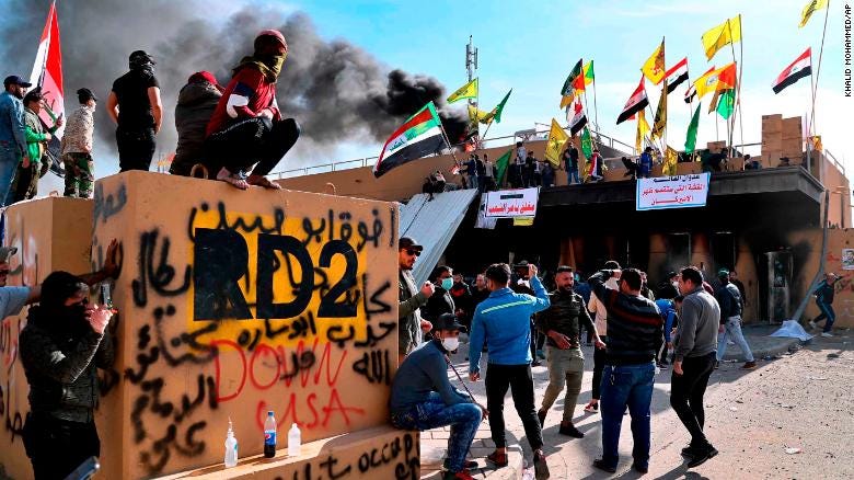 Protesters attack the US embassy in Iraq
