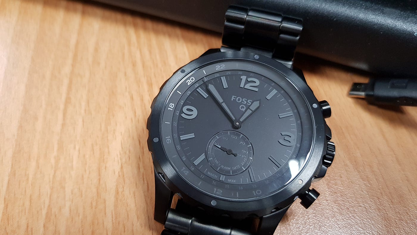 黑的漂亮Fossil Q Nate — Hybrid SmartWatch FTW1115 | by JLin | Medium