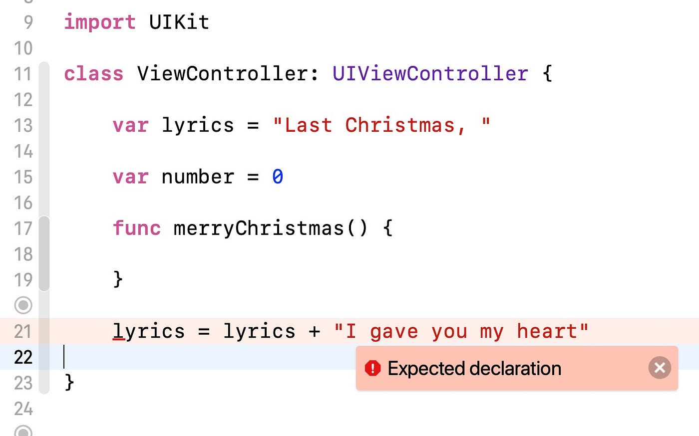 程式寫錯地方的 Expressions are not allowed at the top level 和 Expected