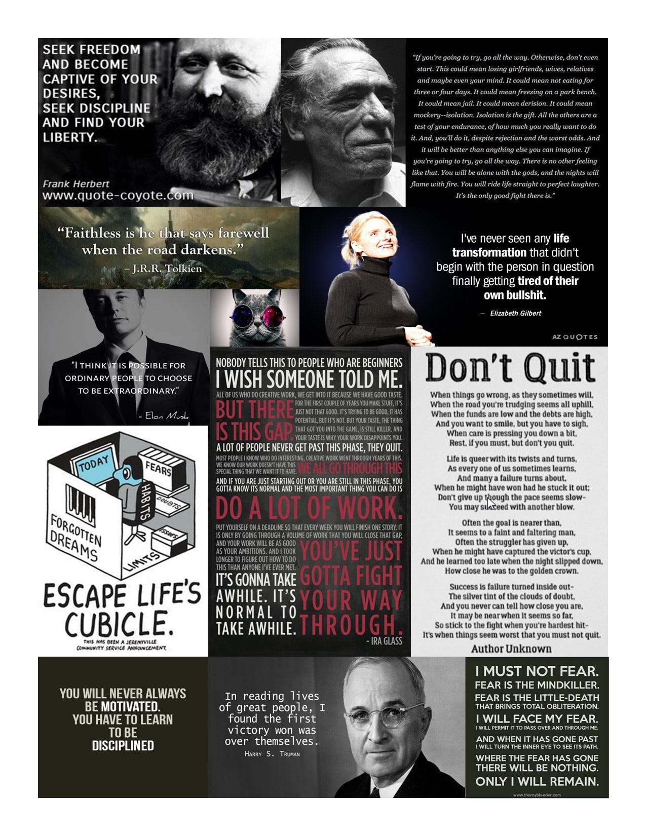 A collage with different pieces added focusing on the discipline of a person and why discipline is the importance to achieving anything great.