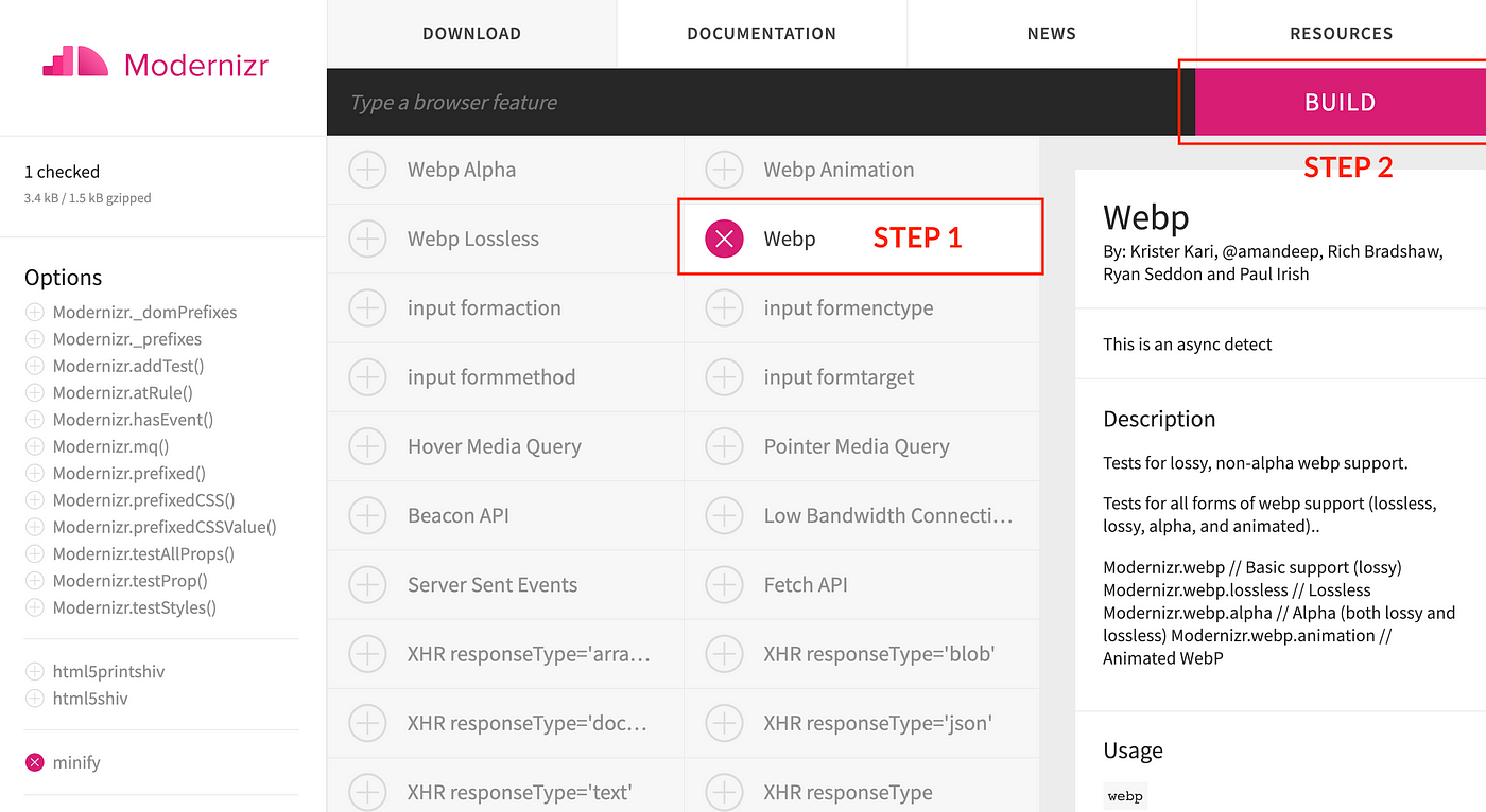 Use Modernizr to detect WebP images