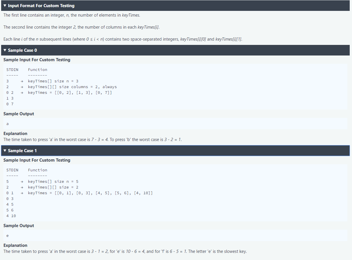 Slowest Key Hackerrank Problem Solution In Javascript Node Js By Alex Codingwithalex Medium - roblox key pressed