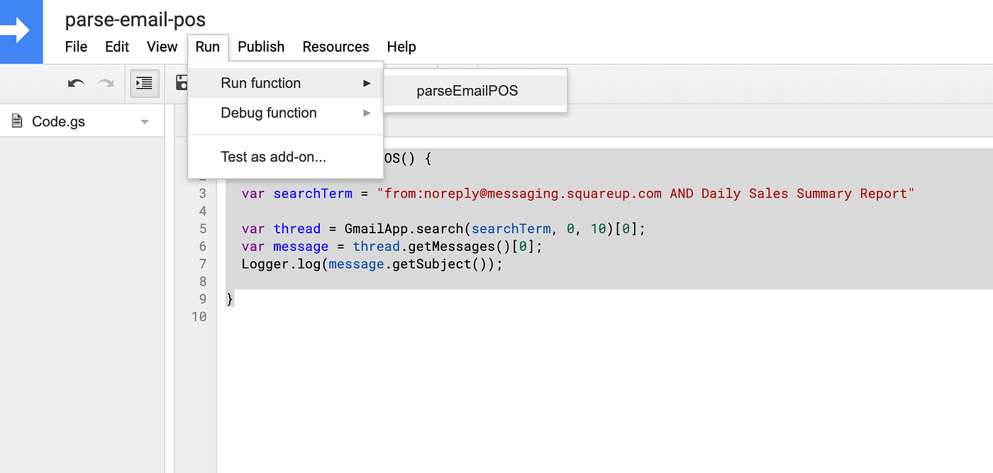 Automating Workflows > POS Data to Google Sheets using an Apps Script ...