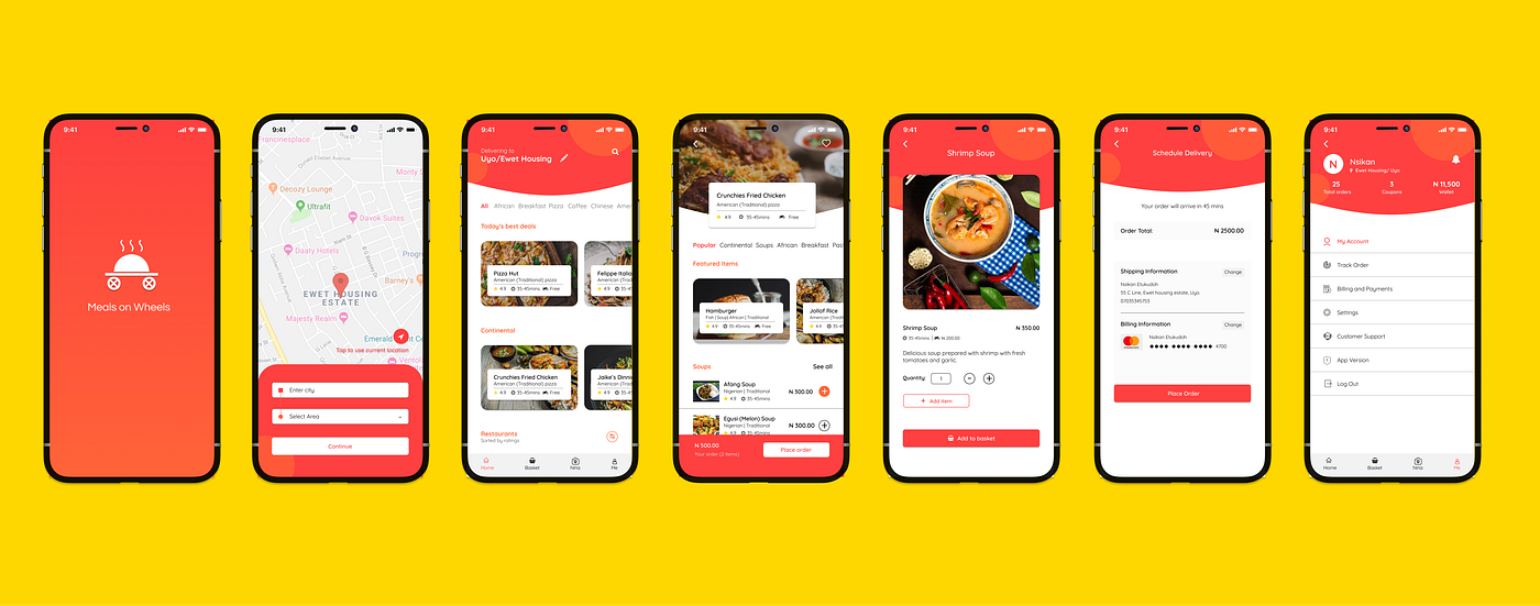 UI/UX Case study Designing a food delivery app (Meals on Wheels) by
