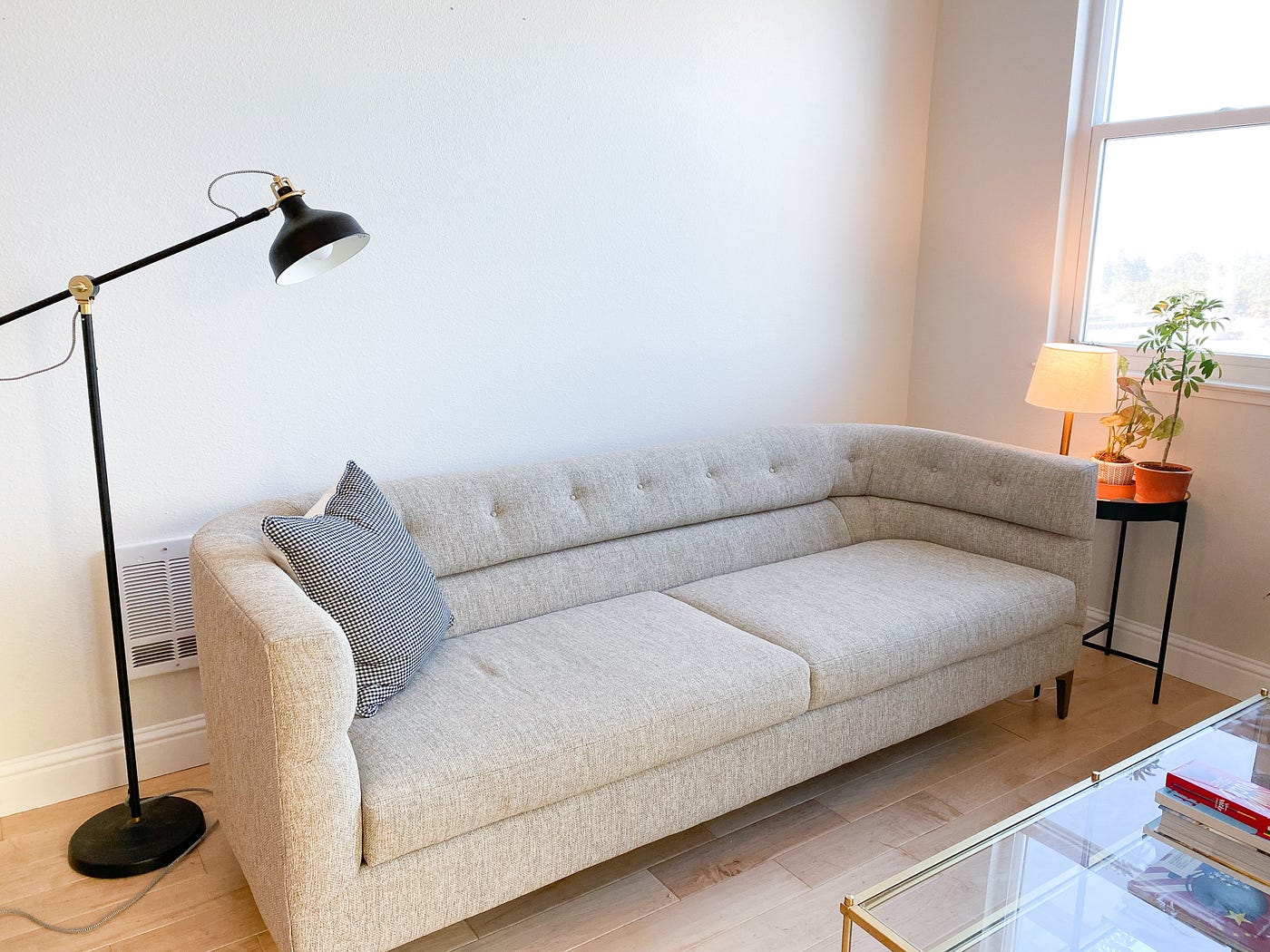 DIY Floating Shelf for your Sofa. How to spruce up the blank wall