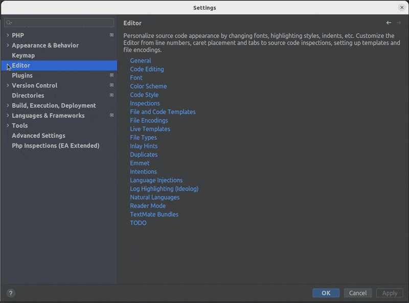 Live Templates config