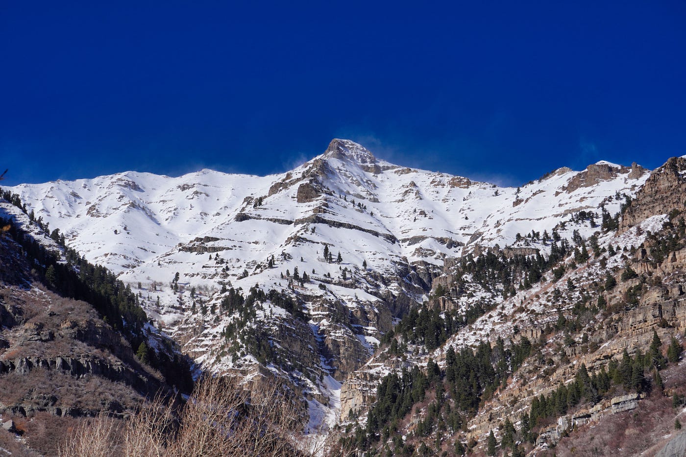 Snow covered mountain.
