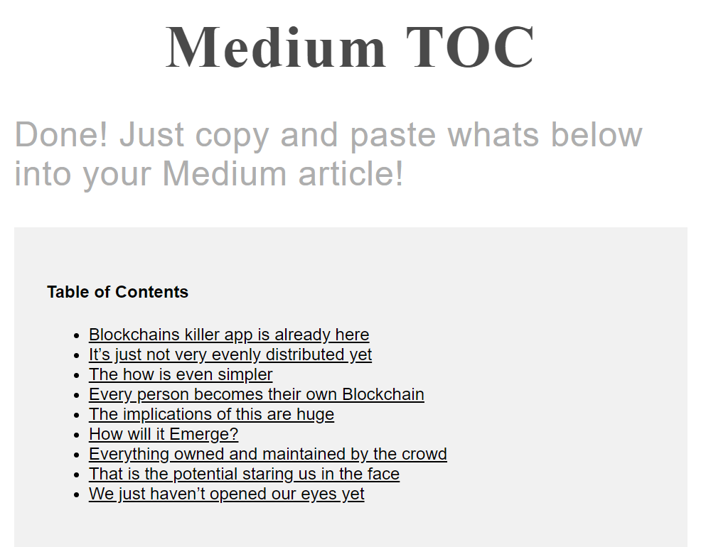 Creating a Table of Contents with H3 Headers on Medium | by Jennifer ...