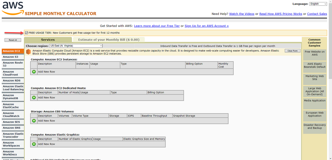 Using AWS Simple Monthly Calculator to calculate price of an AWS Service |  by Positive Stud | Medium