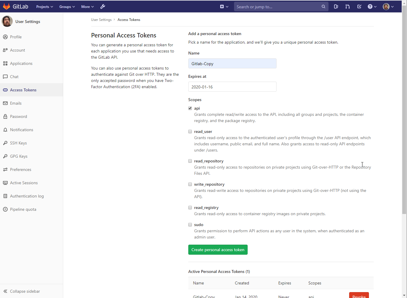Copying all projects between two GitLab instances using C and