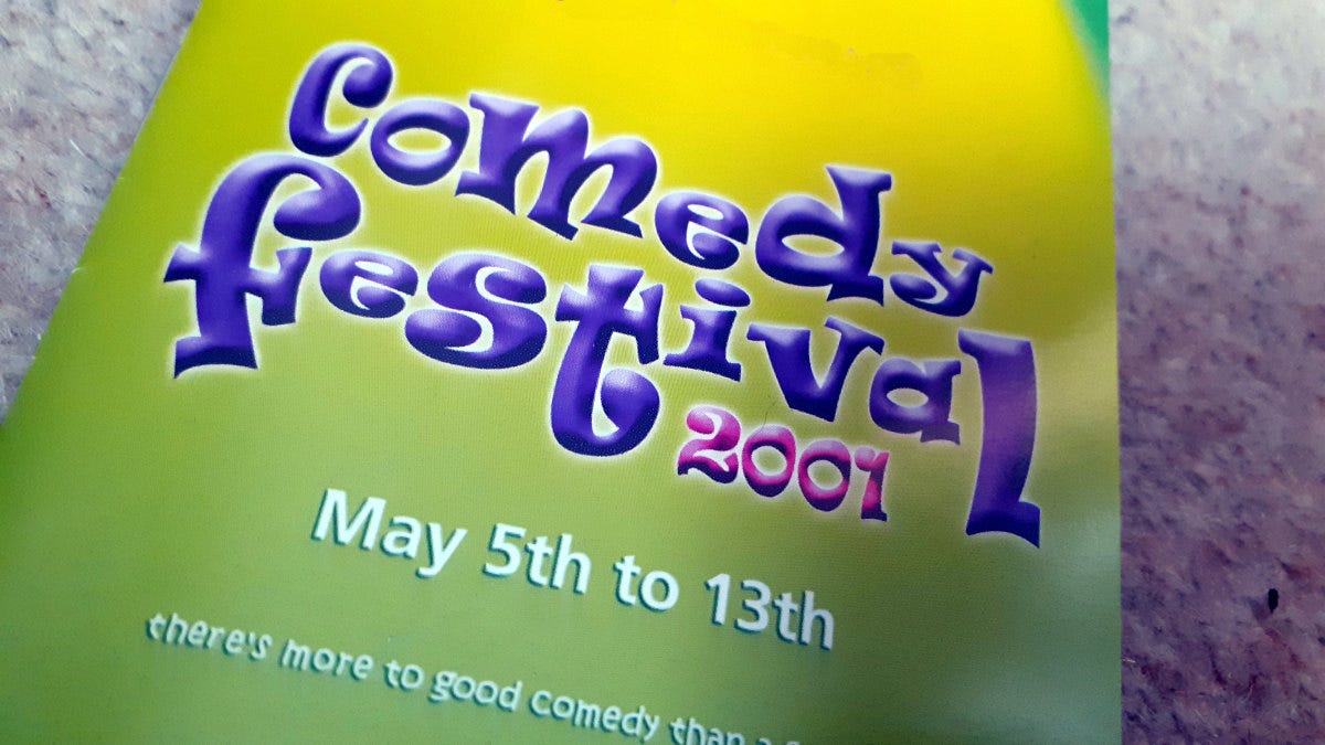 A rare copy of the 2001 Birmingham Comedy Festival brochure. The debut festival ran from May 5 to May 13, 2001.
