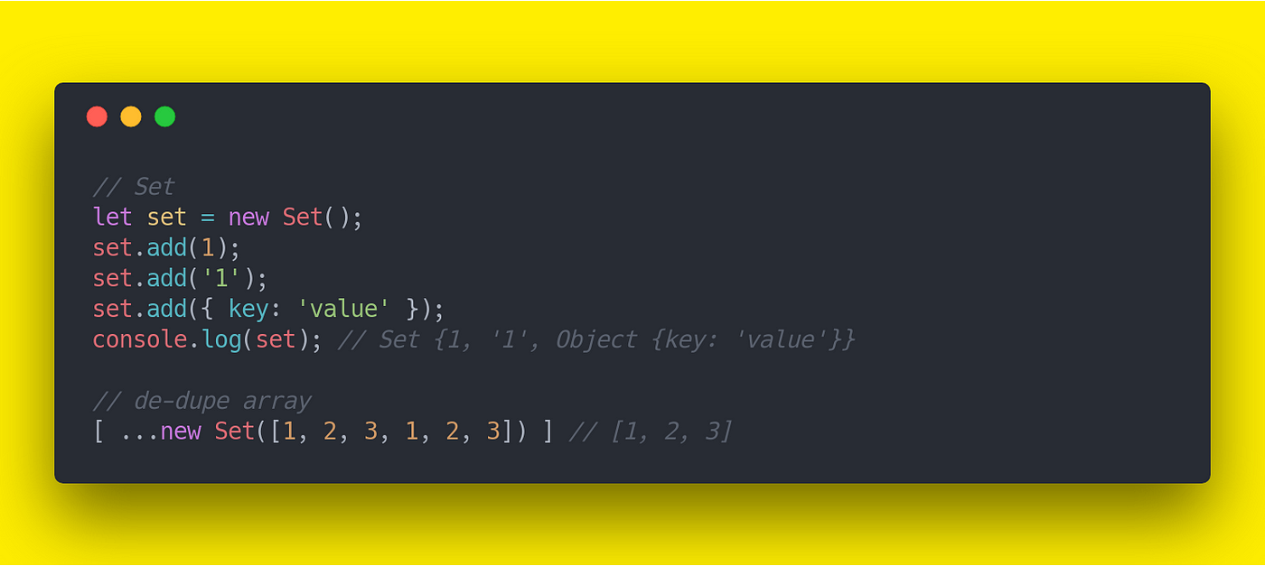 Set And Weakset In Javascript Javascript Es6 Cheatsheet — Set & Weakset | By Mihai Serban | Medium
