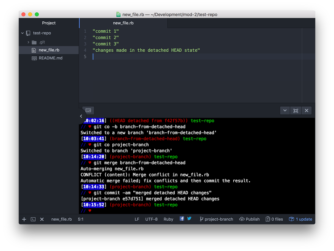 Git Commits and Detached HEAD. For our first project week at Flatiron
