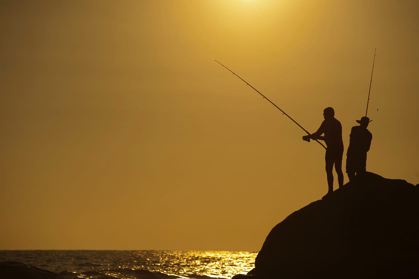 Fishing off the rocks.