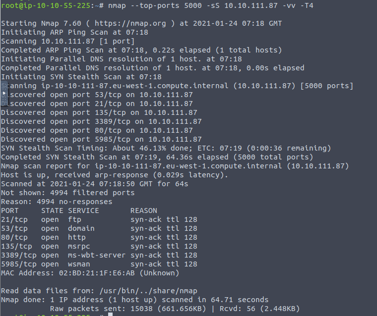 TryHackMe: NMAP: Practical. #1 Does the target (MACHINE_IP)respond ...