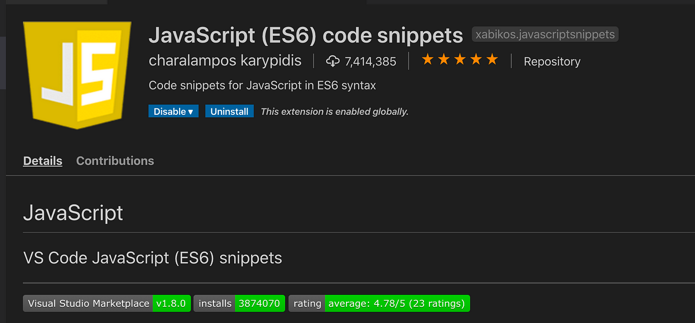 Javascript (ES6) snippets