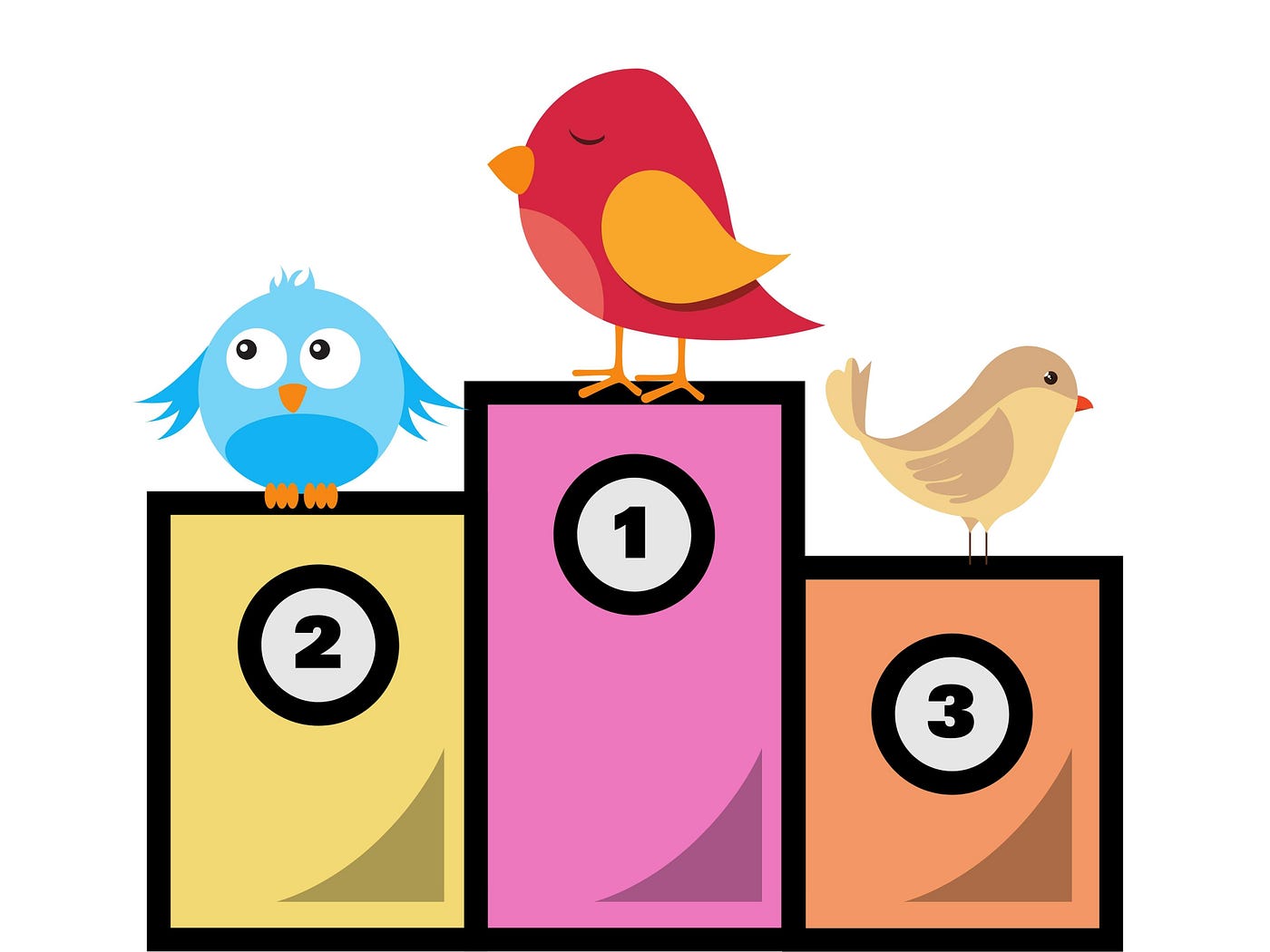 podium with cartoon birds on