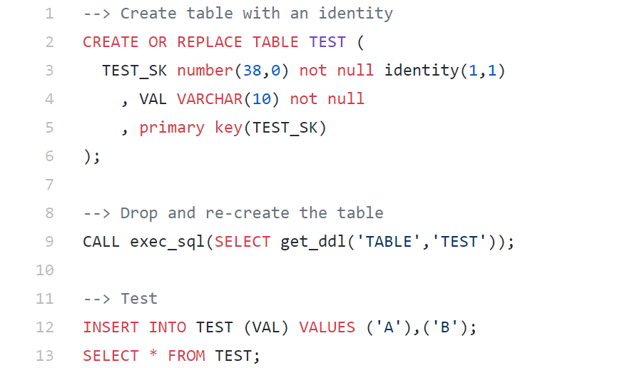Snowflake — Resetting Identity Column Seed by DataFive Medium