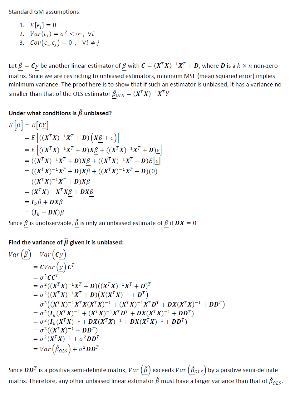 Ols Regression Gauss Markov Blue And Understanding The Math By Andrew Rothman Towards Data Science
