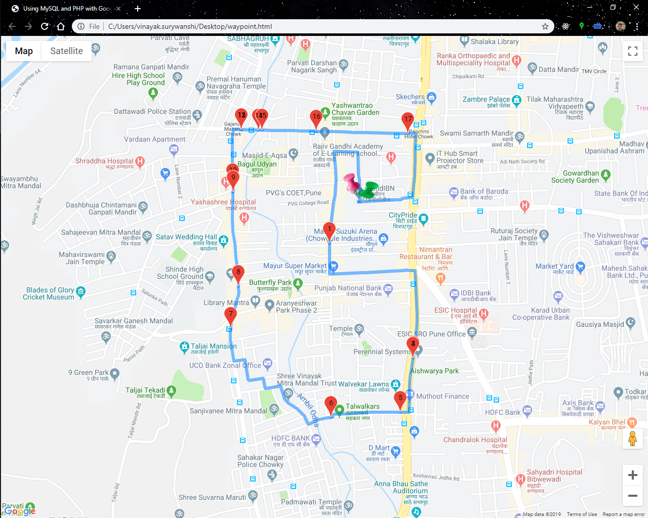 Pointing mulitiple waypoint on map using Google API | by Surywanshi Vinay |  Medium