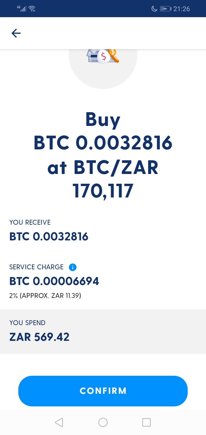 Typical ETH transaction via Luno wallet and exchange.