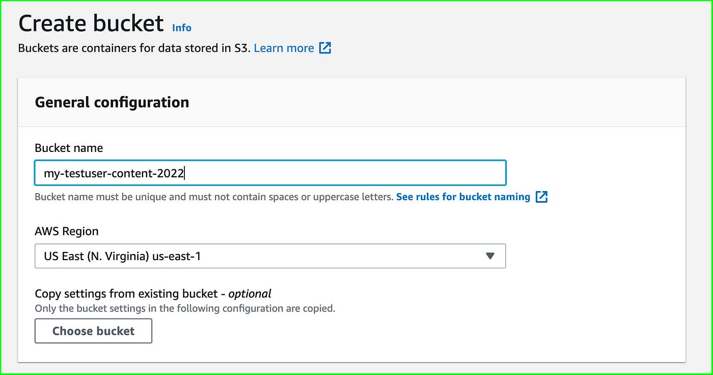 AWS Creating an Amazon Simple Storage Service (S3) Bucket with a New
